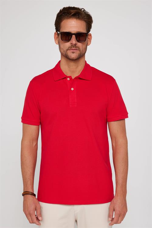 Erkek Slim Fit %100 Pamuk Yumuşak Doku 5li Lacivert-Beyaz-Kırmızı-Taş-Mavi Düz Polo Yaka Tişört