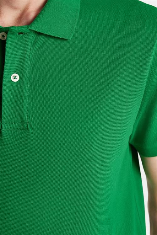 Erkek Slim Fit Dar Kesim %100 Pamuk Yeşil Polo Yaka Tişört