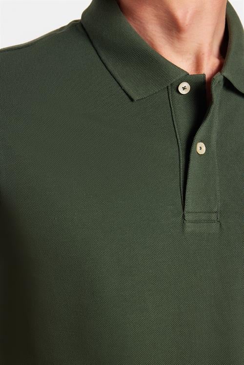 Erkek Slim Fit Dar Kesim %100 Pamuklu Yeşil Polo Yaka Tişört