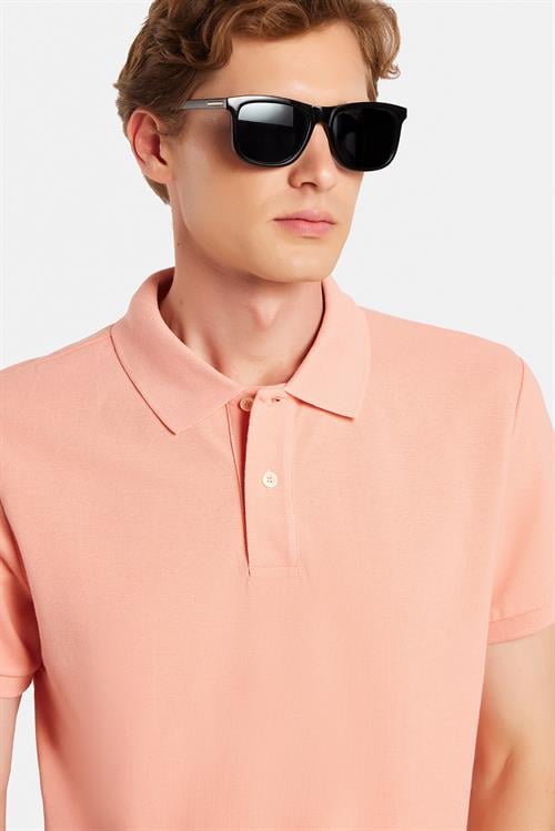 Erkek Slim Fit Dar Kesim %100 Pamuk Yavruağzı Polo Yaka Tişört