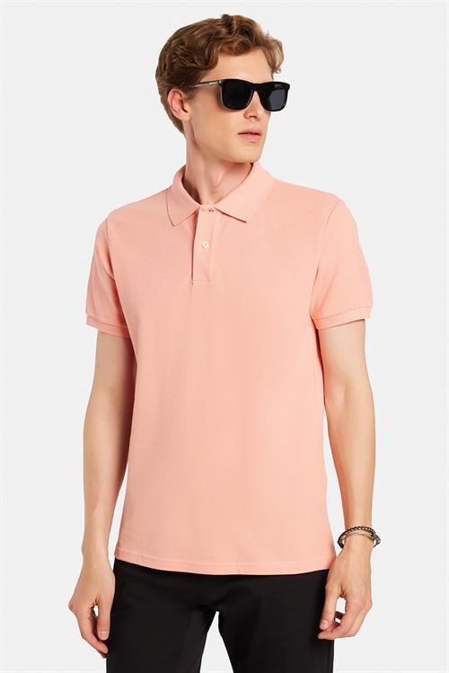 Erkek Slim Fit Dar Kesim %100 Pamuk Yavruağzı Polo Yaka Tişört