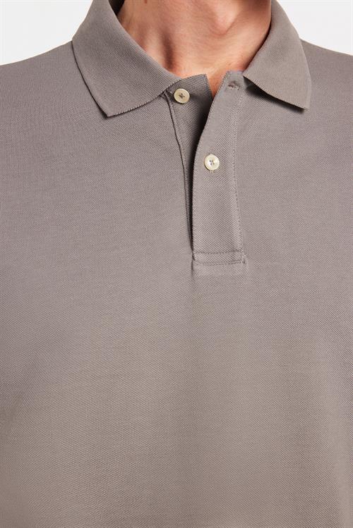 Erkek Slim Fit Dar Kesim %100 Pamuklu Gri Polo Yaka Tişört