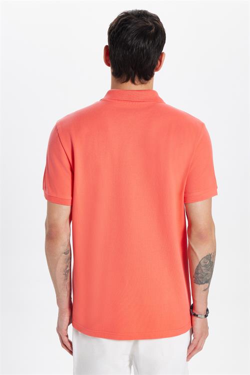 Erkek Slim Fit Dar Kesim %100 Pamuk Mercan Polo Yaka Tişört