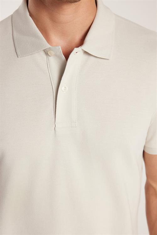 Erkek Slim Fit Dar Kesim %100 Pamuk Gri Polo Yaka Tişört