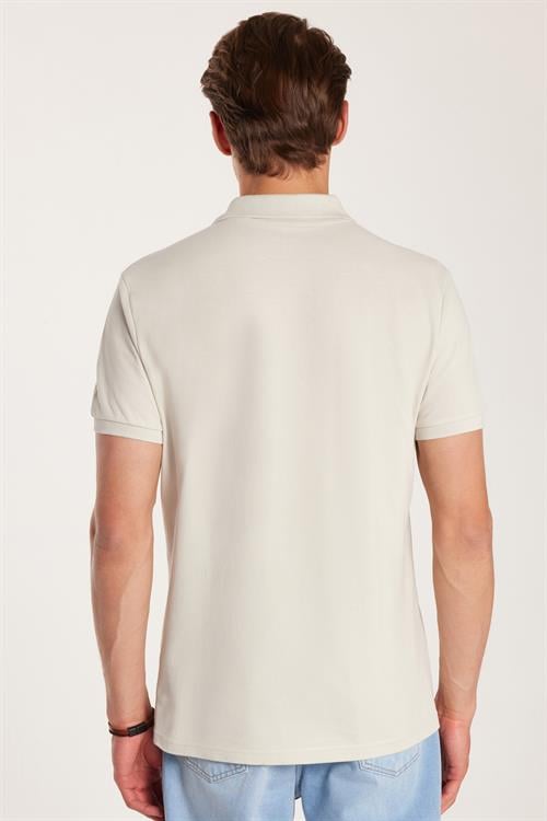 Erkek Slim Fit Dar Kesim %100 Pamuk Gri Polo Yaka Tişört