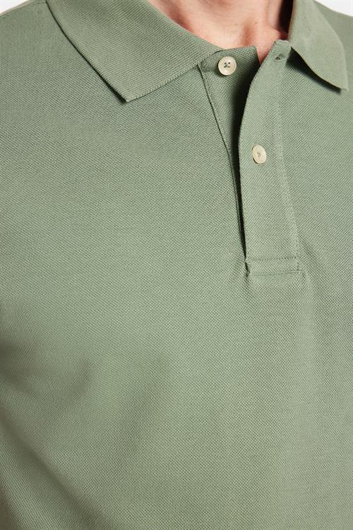 Erkek Slim Fit Dar Kesim %100 Pamuk Yeşil Polo Yaka Tişört
