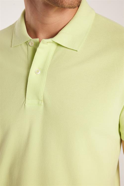 Erkek Slim Fit Dar Kesim %100 Pamuk Yeşil Polo Yaka Tişört