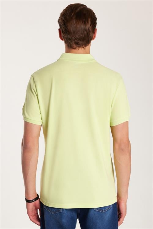 Erkek Slim Fit Dar Kesim %100 Pamuk Yeşil Polo Yaka Tişört