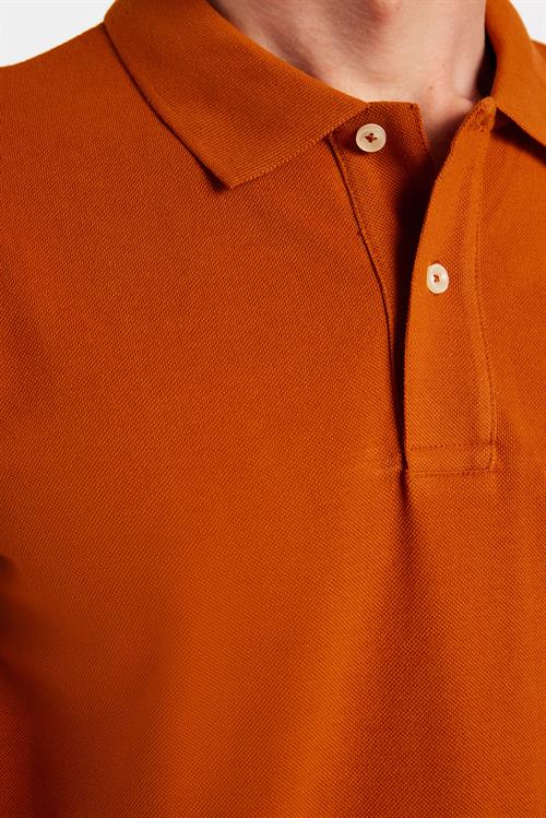 Erkek Slim Fit Dar Kesim %100 Pamuk Kiremit Polo Yaka Tişört