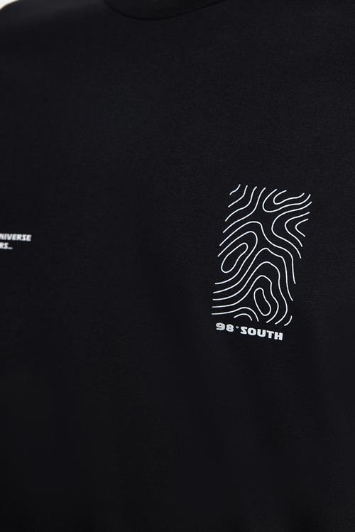 Erkek Slim Fit Dar Kesim %100 Pamuk Yumuşak Dokulu Baskılı Siyah Bisiklet Yaka Tişört