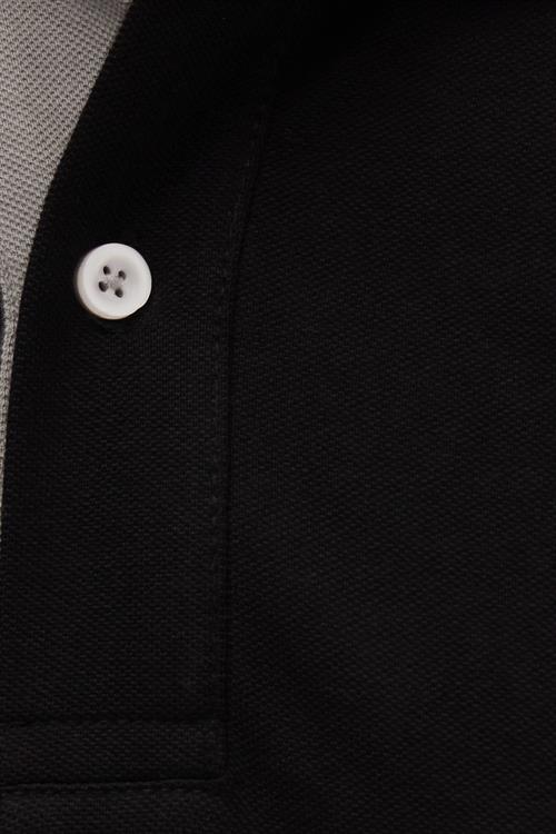 Erkek Slim Fit Dar Kesim %100 Pamuk Yumuşak Dokulu Serin Tutan Kumaş Düz Pike Siyah Polo Yaka Tişört