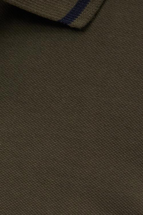 Erkek Slim Fit Dar Kesim %100 Pamuk Yumuşak Dokulu Serin Tutan Kumaş Düz Pike Haki Polo Yaka Tişört
