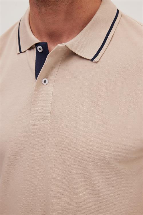 Erkek Slim Fit Dar Kesim %100 Pamuk Yumuşak Dokulu Serin Tutan Kumaş Düz Pike Taş Polo Yaka Tişört
