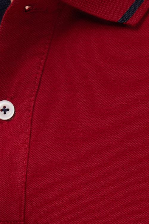 Erkek Slim Fit Dar Kesim %100 Pamuk Yumuşak Dokulu Serin Tutan Kumaş Düz Pike Bordo Polo Yaka Tişört