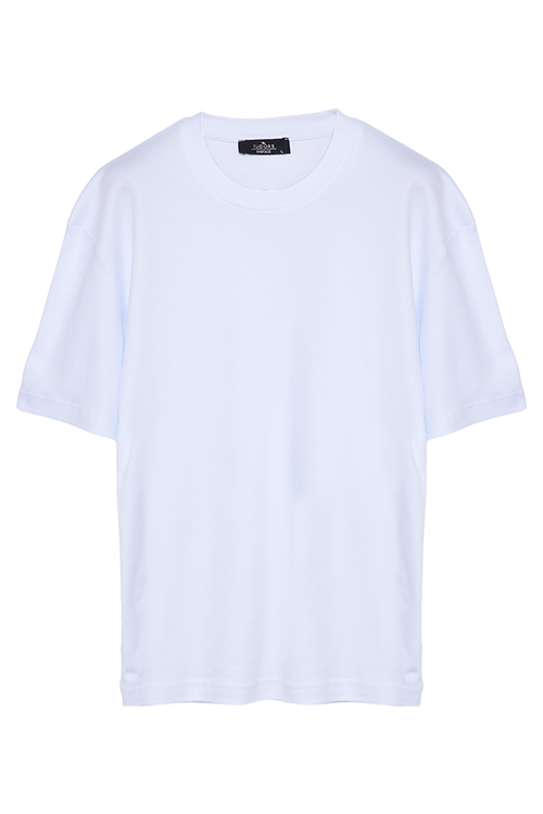 Unisex 3lü Paket Mavi-Beyaz-Kahverengi Oversize Geniş Kesim %100 Pamuk Basic Bisiklet Yaka Tişört