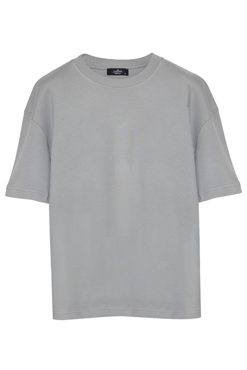 Unisex 3lü Paket Siyah-Gri-Yeşil Oversize Geniş Kesim %100 Pamuk Basic Bisiklet Yaka Tişört 3lü Tişört