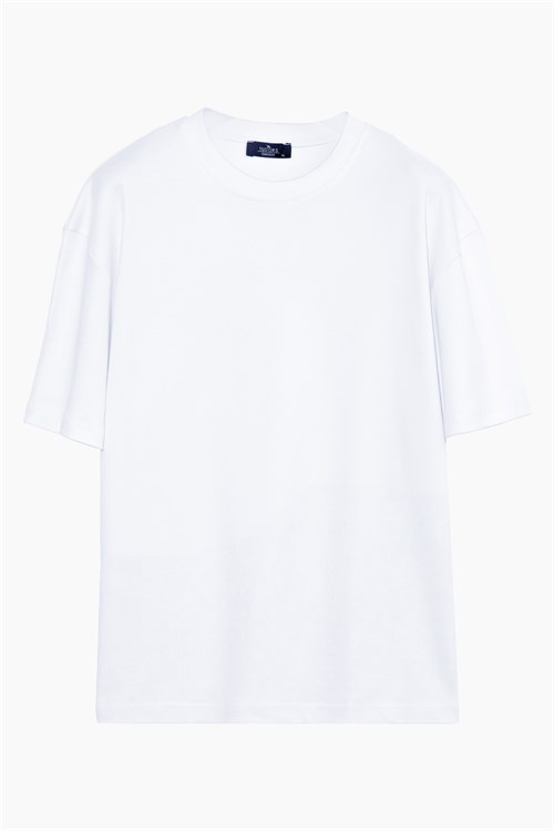 Unisex Oversize Geniş Kesim %100 Pamuk 3lü Paket Lacivert-Beyaz-Gri Bisiklet Yaka Tişört