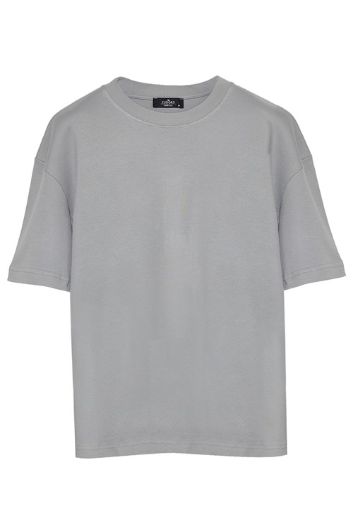 Unisex Oversize Geniş Kesim %100 Pamuk 3lü Paket Lacivert-Beyaz-Gri Bisiklet Yaka Tişört