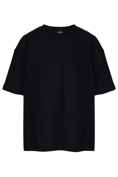 Unisex Oversize Geniş Kesim %100 Pamuk 3lü Paket Siyah-Gri-Bordo Bisiklet Yaka Tişört