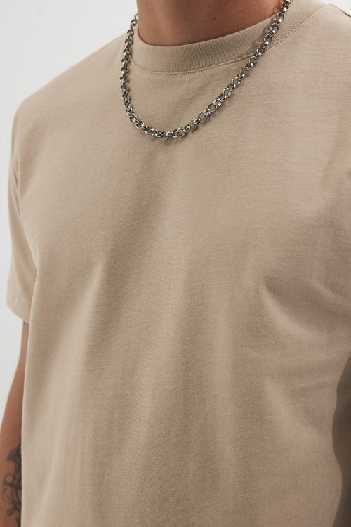 Unisex Regular Fit Rahat Kesim %100 Pamuk Bisiklet Yaka Gri Tişört