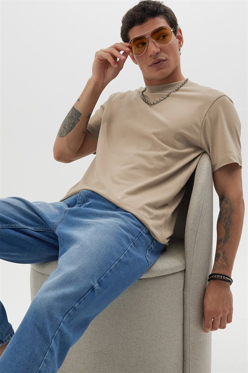 Unisex Regular Fit Rahat Kesim %100 Pamuk Bisiklet Yaka Gri Tişört