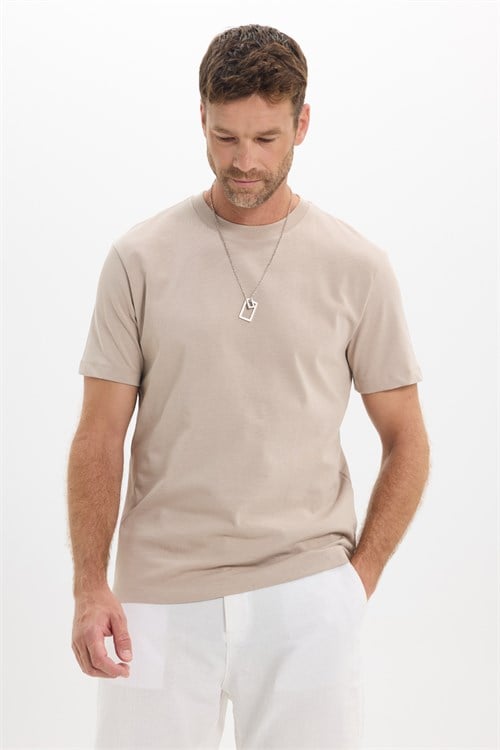 Unisex Regular Fit Rahat Kesim %100 Pamuk Bisiklet Yaka Gri Tişört