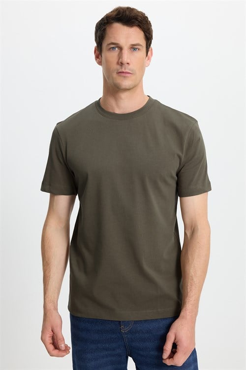 Unisex Regular Fit Rahat Kesim %100 Pamuk Bisiklet Yaka Taş Tişört
