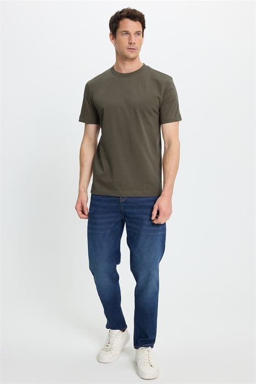 Unisex Regular Fit Rahat Kesim %100 Pamuk Bisiklet Yaka Taş Tişört