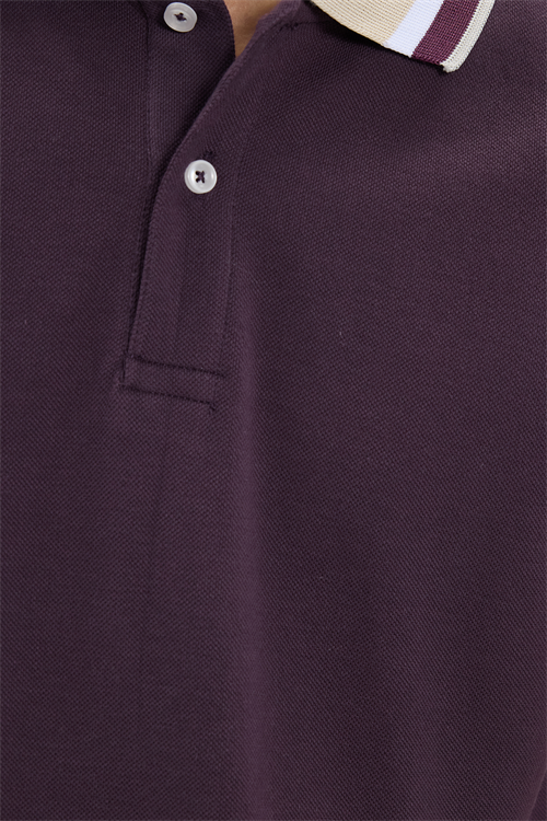 Erkek Slim Fit Dar Kesim %100 Pamuk Eflatun Polo Yaka Tişört