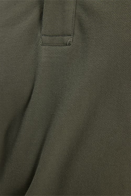 Erkek Slim Fit Dar Kesim %100 Pamuk Düz Pike Yaka ve Kol Detaylı Haki Polo Yaka Tişört