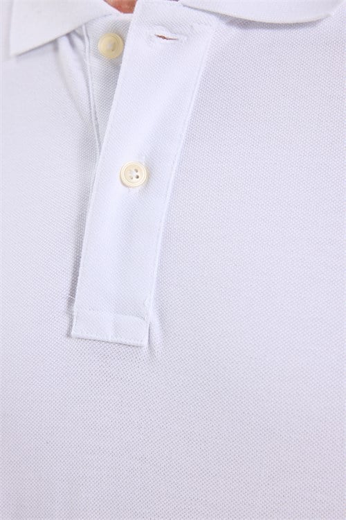 Erkek Slim Fit Dar Kesim Premium Seri %100 Pamuk Yumuşak Dokulu Merserize Beyaz Polo Yaka Tişört 