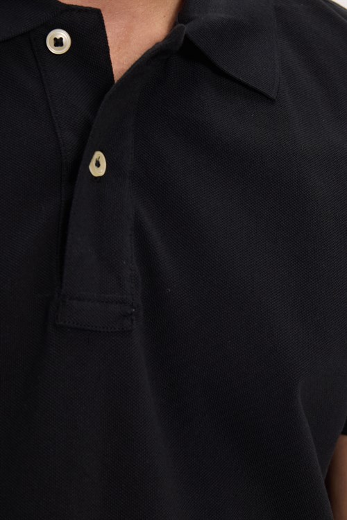 Erkek Slim Fit Dar Kesim Premium Seri %100 Pamuk Yumuşak Dokulu Merserize Siyah Polo Yaka Tişört
