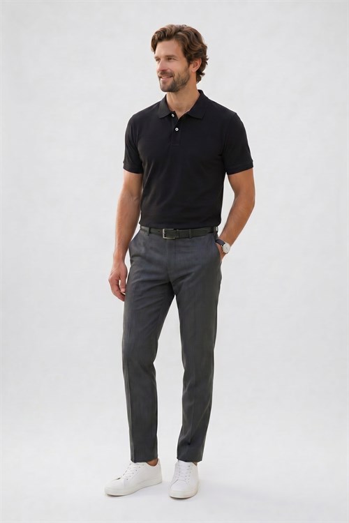 Erkek Slim Fit Dar Kesim Premium Seri %100 Pamuk Yumuşak Dokulu Merserize Siyah Polo Yaka Tişört