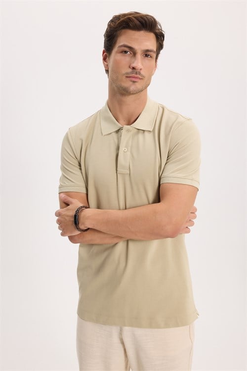 Erkek Slim Fit Dar Kesim Premium Seri %100 Pamuk Yumuşak Dokulu Merserize Gri Polo Yaka Tişört 