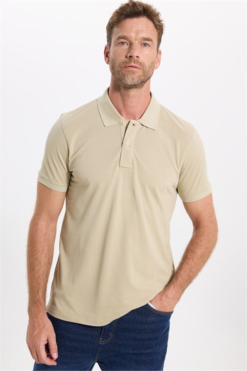 Erkek Slim Fit Dar Kesim Premium Seri %100 Pamuk Yumuşak Dokulu Merserize Gri Polo Yaka Tişört