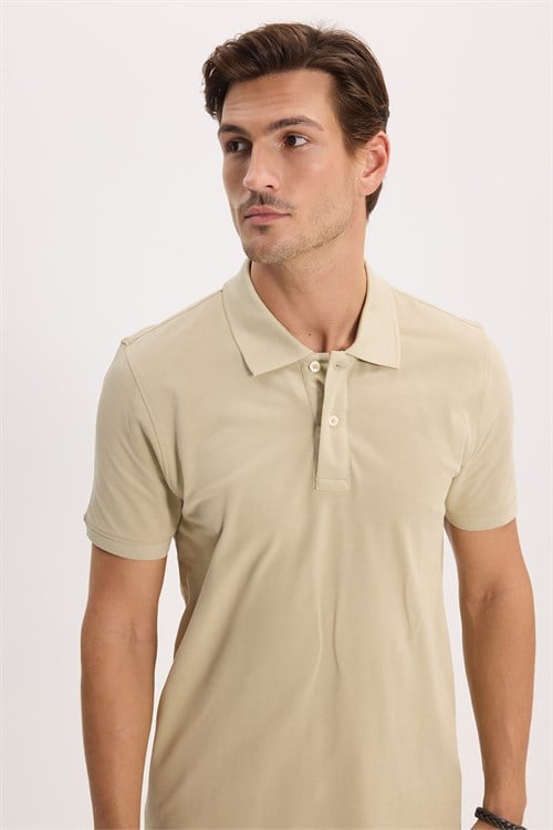 Erkek Slim Fit Dar Kesim Premium Seri %100 Pamuk Yumuşak Dokulu Merserize Gri Polo Yaka Tişört 