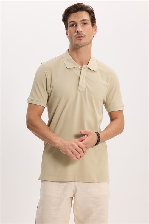 Erkek Slim Fit Dar Kesim Premium Seri %100 Pamuk Yumuşak Dokulu Merserize Gri Polo Yaka Tişört 