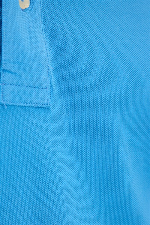Erkek Slim Fit Dar Kesim Premium Seri %100 Pamuk Yumuşak Dokulu Merserize Mavi Polo Yaka Tişört 
