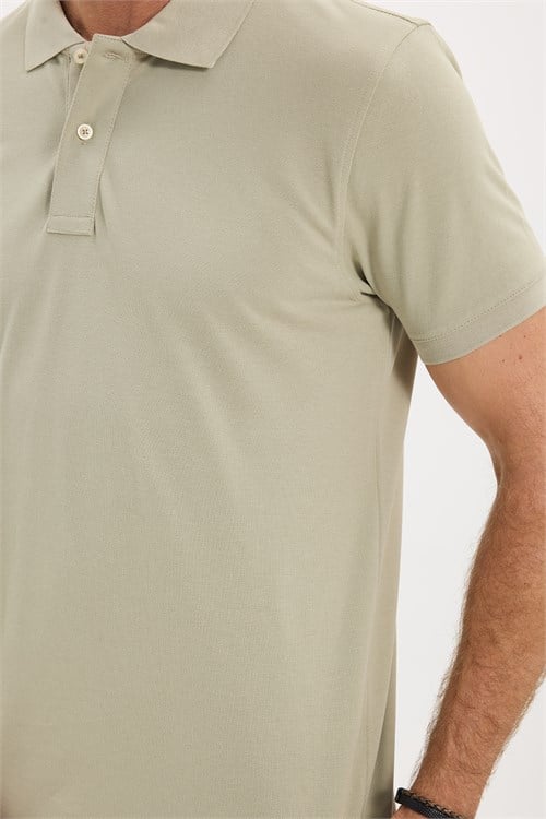 Erkek Slim Fit Dar Kesim Premium Seri %100 Pamuk Yumuşak Dokulu Merserize Krem Polo Yaka Tişört
