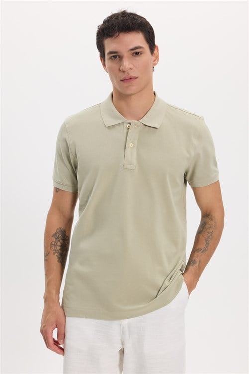 Erkek Slim Fit Dar Kesim Premium Seri %100 Pamuk Yumuşak Dokulu Merserize Krem Polo Yaka Tişört 