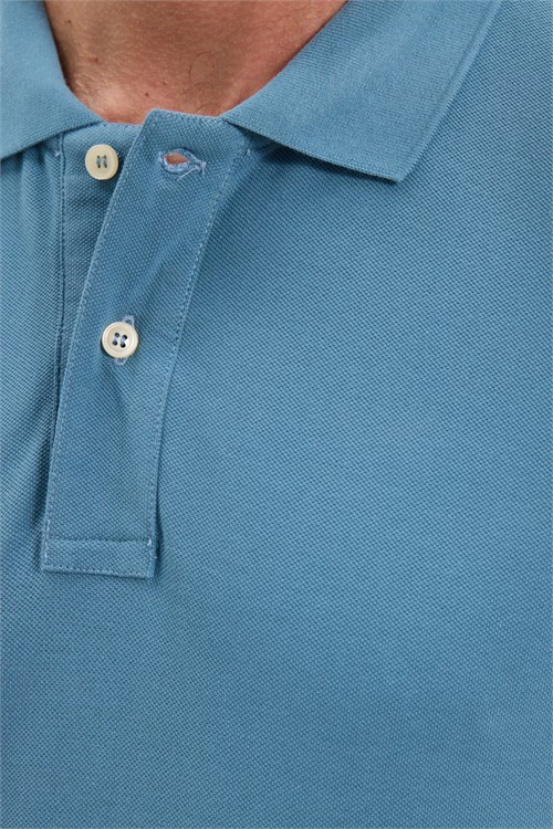 Erkek Slim Fit Dar Kesim Premium Seri %100 Pamuk Yumuşak Dokulu Merserize İndigo Polo Yaka Tişört 