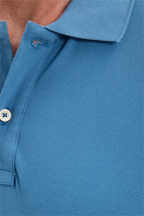 Erkek Slim Fit Dar Kesim Premium Seri %100 Pamuk Yumuşak Dokulu Merserize İndigo Polo Yaka Tişört 