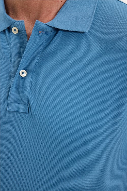 Erkek Slim Fit Dar Kesim Premium Seri %100 Pamuk Yumuşak Dokulu Merserize İndigo Polo Yaka Tişört 