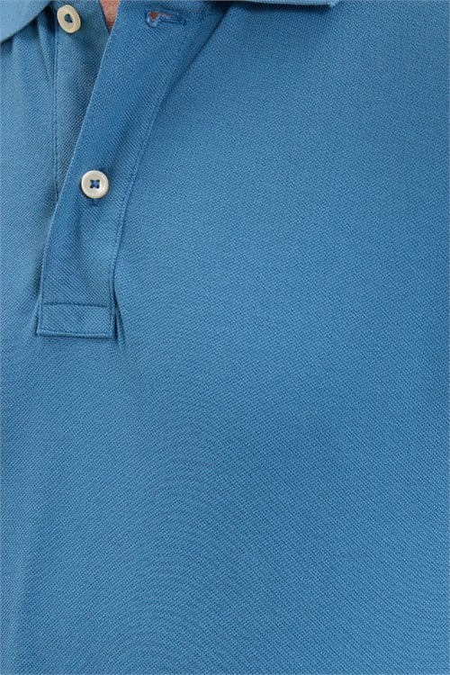 Erkek Slim Fit Dar Kesim Premium Seri %100 Pamuk Yumuşak Dokulu Merserize İndigo Polo Yaka Tişört 