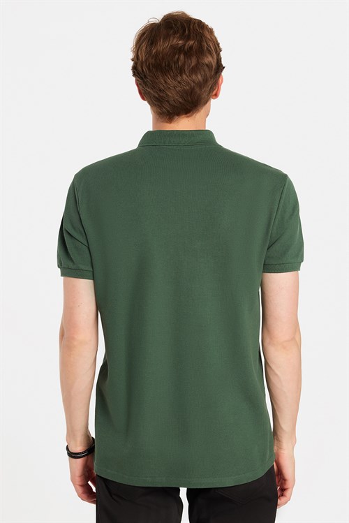 Erkek Slim Fit Dar Kesim Premium Seri %100 Pamuk Yumuşak Dokulu Merserize Yeşil Polo Yaka Tişört 