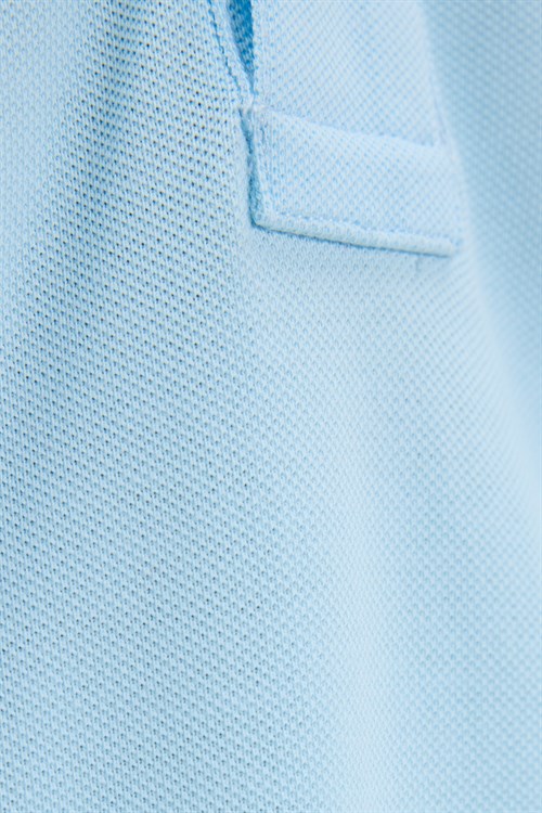 Erkek Slim Fit Dar Kesim Premium Seri %100 Pamuk Yumuşak Dokulu Merserize Mavi Polo Yaka Tişört 