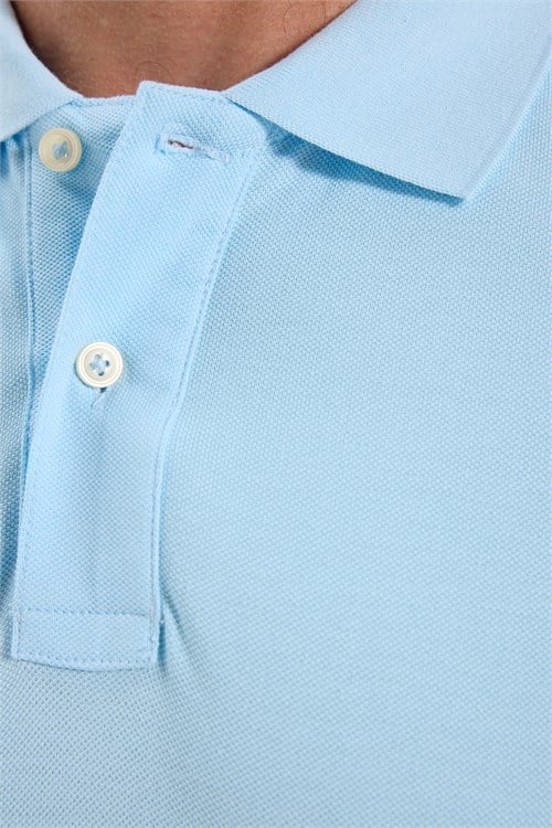 Erkek Slim Fit Dar Kesim Premium Seri %100 Pamuk Yumuşak Dokulu Merserize Mavi Polo Yaka Tişört 