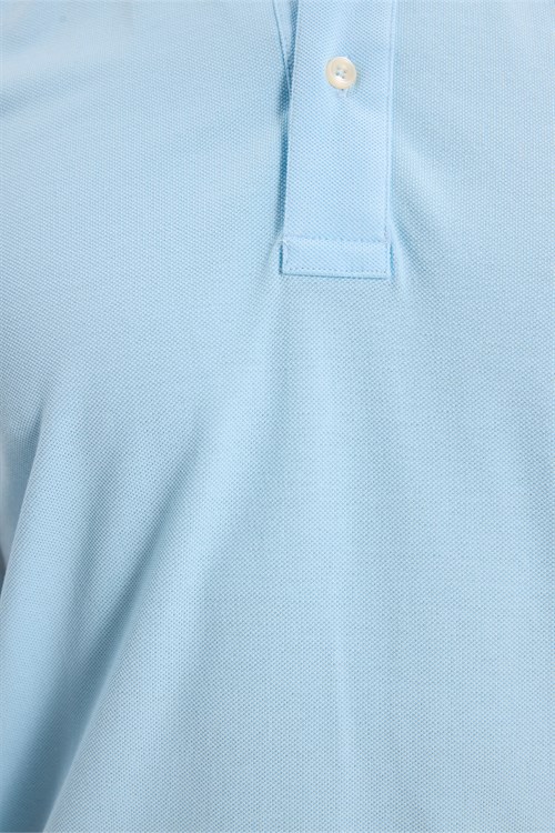 Erkek Slim Fit Dar Kesim Premium Seri %100 Pamuk Yumuşak Dokulu Merserize Mavi Polo Yaka Tişört 