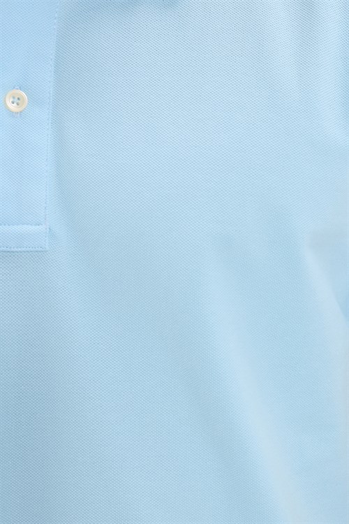 Erkek Slim Fit Dar Kesim Premium Seri %100 Pamuk Yumuşak Dokulu Merserize Mavi Polo Yaka Tişört 