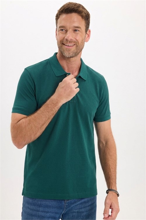 Erkek Slim Fit Dar Kesim Premium Seri %100 Pamuk Yumuşak Dokulu Merserize Haki Polo Yaka Tişört 